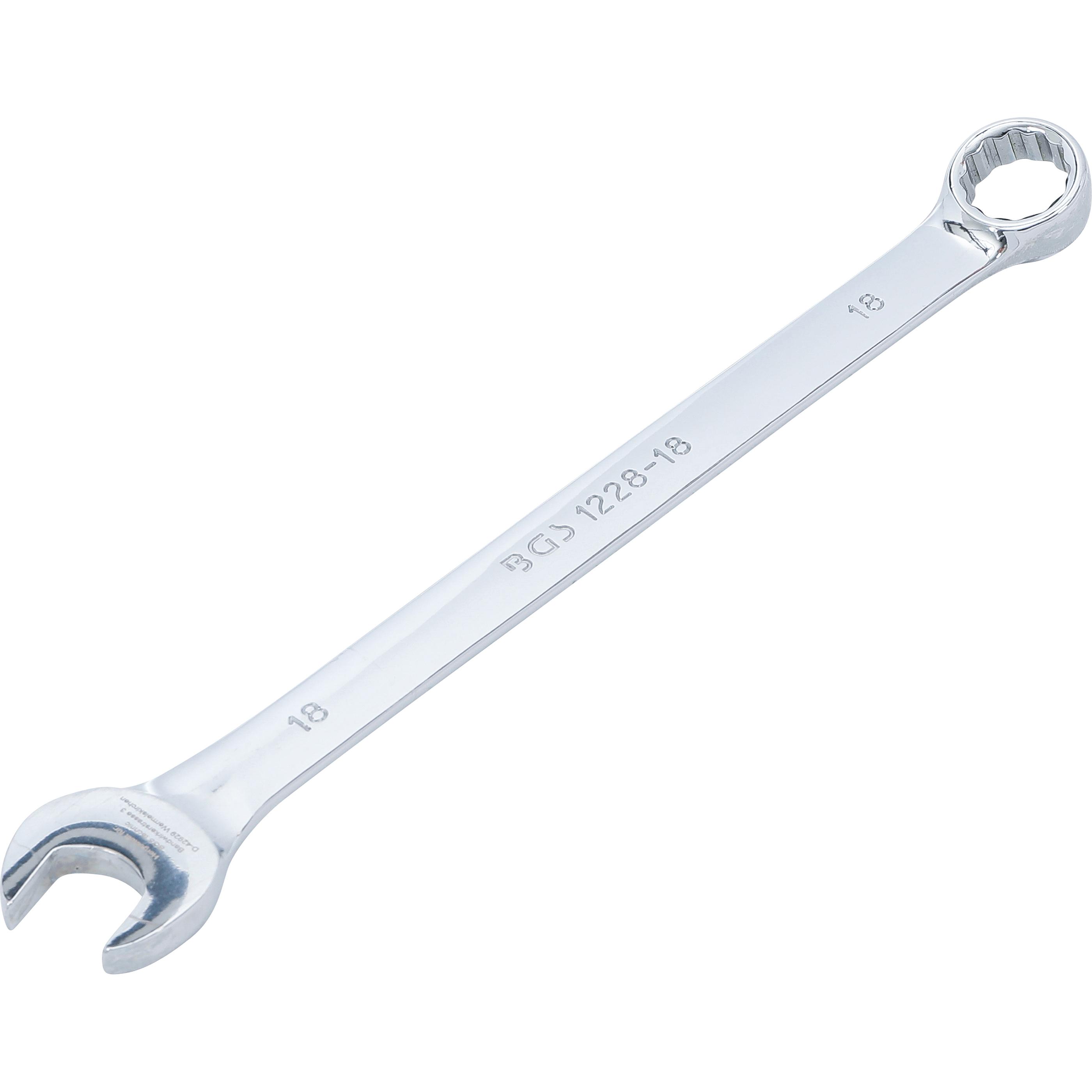 BGS, Schraubenschlüssel, Maul-Ringschlüssel extra lang SW 18 mm (18 mm)