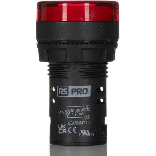 RS PRO Leuchtmelder 110V ac/dc Rot, Ausschnitt-Ø 2 - Digitec