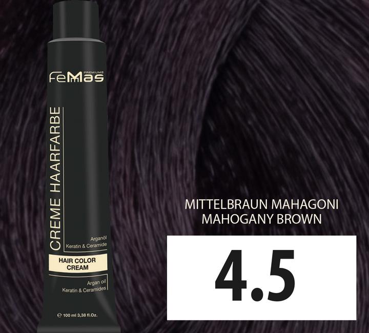 Image du produit FemMas 4.5) Coloration pour cheveux brun-marron acajouı 100ml (4.5 brun moyen acajou)