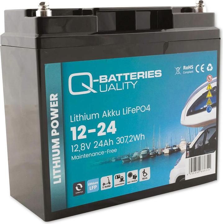 Produktbild Q-Batteries Lithium Akku 12-24 12,8V 24Ah 307,2Wh, LiFePO4 Batterie (12.80 V, 24 Ah)