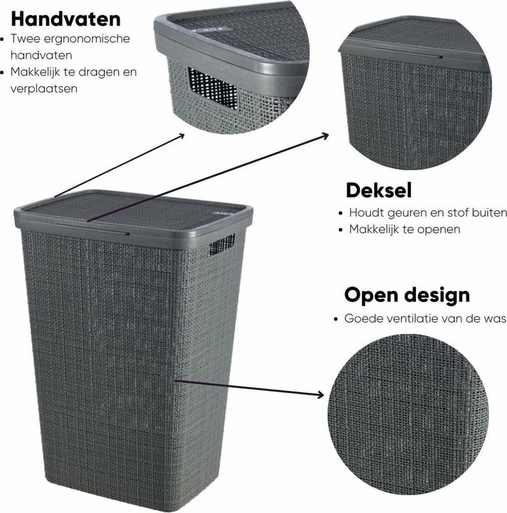 Productafbeelding Curver Wasmand JUTE 58L Donkergrijs (58 l)