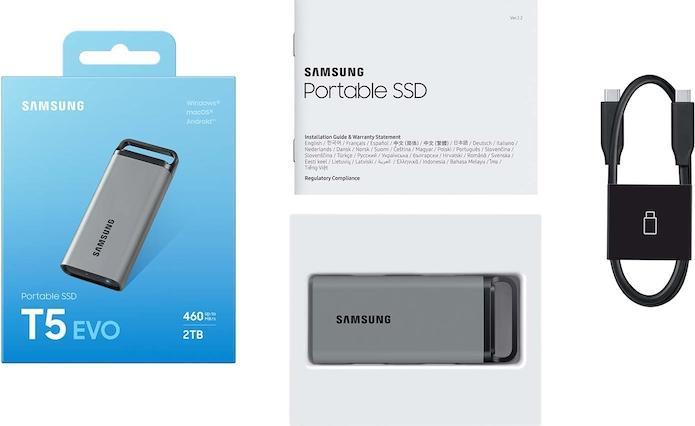 Actual product image Samsung R SSD 4TB Portable SSD T5 EVO USB3.2 Gen.2x2 BK extern Kit (4 TB)