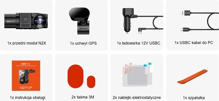 Image du produit Vantrue Enregistreur vidéo N2X LTE (Récepteur GPS, Écran intégré, WiFi, Microphone intégré, Vision nocturne, Accéléromètre, 2.7K)