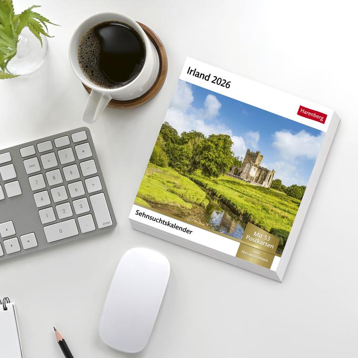 Actual product image Harenberg Irland Sehnsuchtskalender 2026 - Wochenkalender mit 53 Postkarten (Hardcover, German)