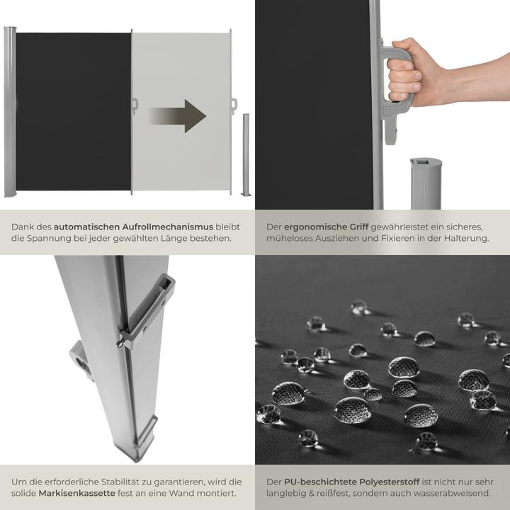 Actual product image tectake Garden Privacy Screen with retractable side awning and aluminium casing (1.60 m)