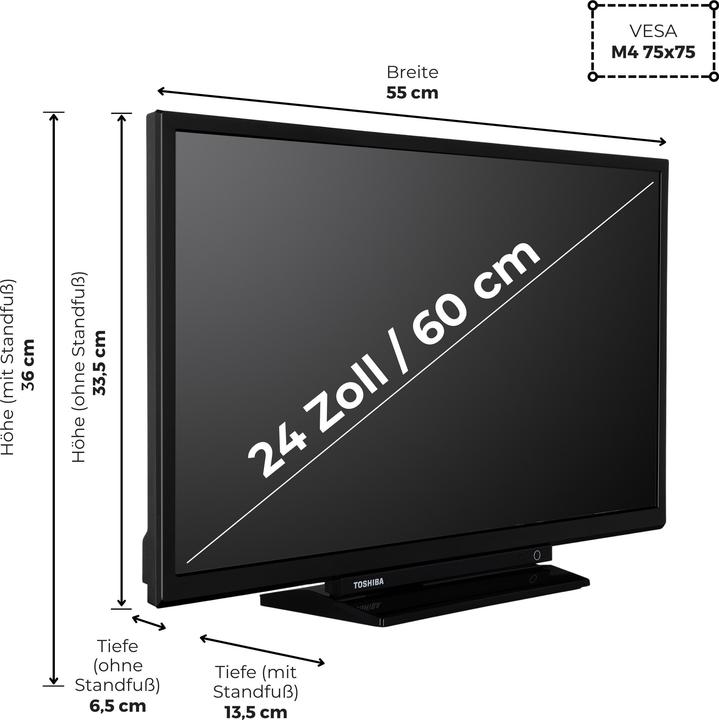 Produktbild Toshiba Fernseher 24 Zoll Fire TV HD-Ready Smart TV HDR Alexa Triple-Tuner LED TV 24WF3F63DAR (24", LCD, HD)