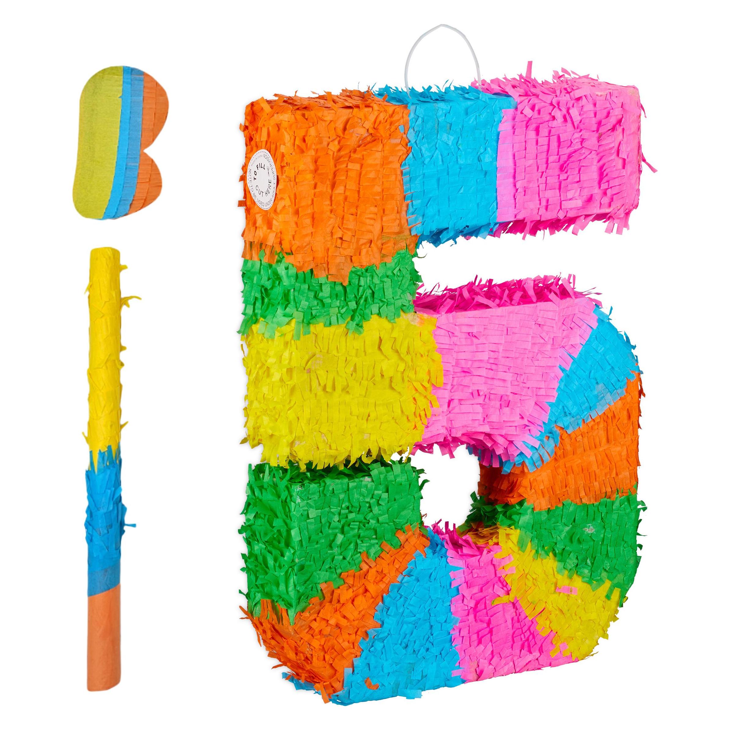 Relaxdays Regenbogen Pinata Zahl Mit Zubehör