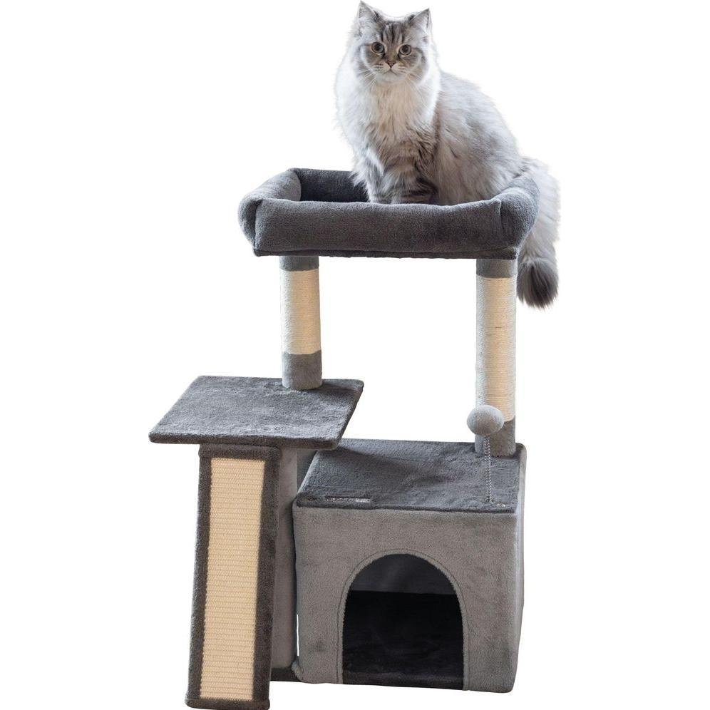 Kerbl Pet Kratzbaum Rosalie, grau, 76 cm, Katzenkratzbaum, Kratzbrett, Holz, Katzen, Kitten (76 cm, Anthracite, Gris), Arbre à chat