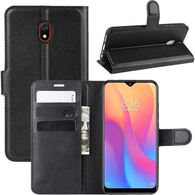 Thumbnail - MU Classic Litchi Leder Bookcover Series (Xiaomi Redmi 8A), Smartphone Hülle, Schwarz