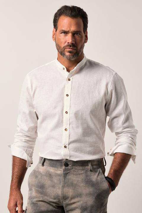 Produktbild JP1880 Trachtenhemd, Langarm, Leinenmix, Stehkragen, Modern Fit (XXL)