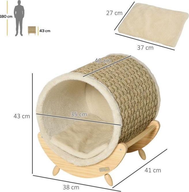 Actual product image Swisshandel24 Cat cave Cat bed with shelf Cat house Cat hut with scratching pad Indoor pine wood Flanel (Cat)