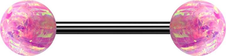 Image du produit Star Piercing Micro Barbell noir avec deux boules opales roses (sans laiton, Acier chirurgical 316L)
