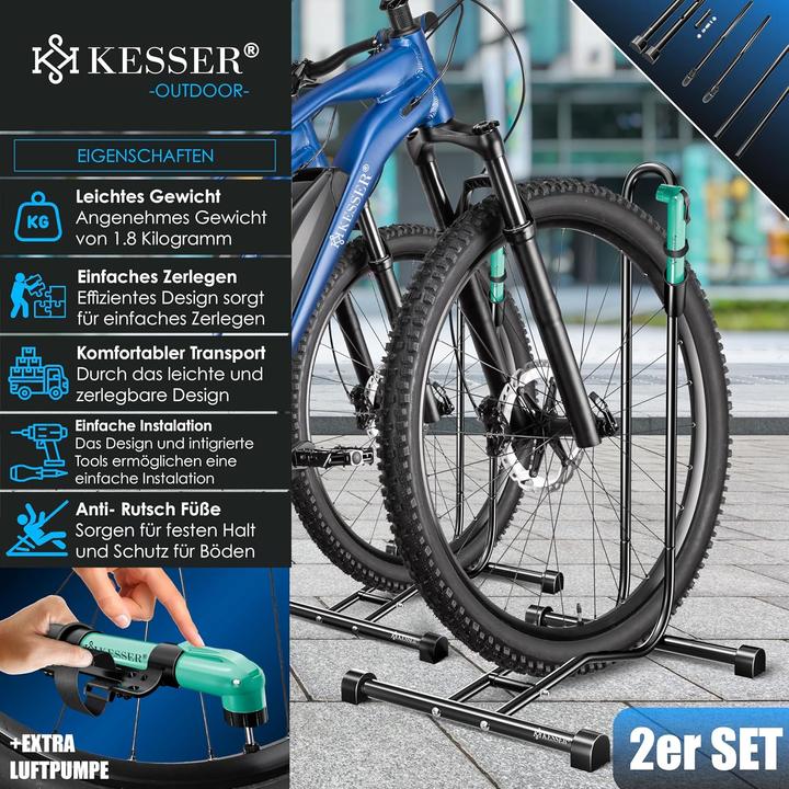 Actual product image Kesser 2er-Fahrradständer-Set mit Luftpumpe