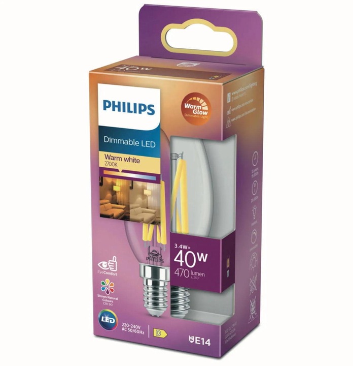 Actual product image Philips Lamp (E14, 3.40 W, 470 lm, 1 x, D)