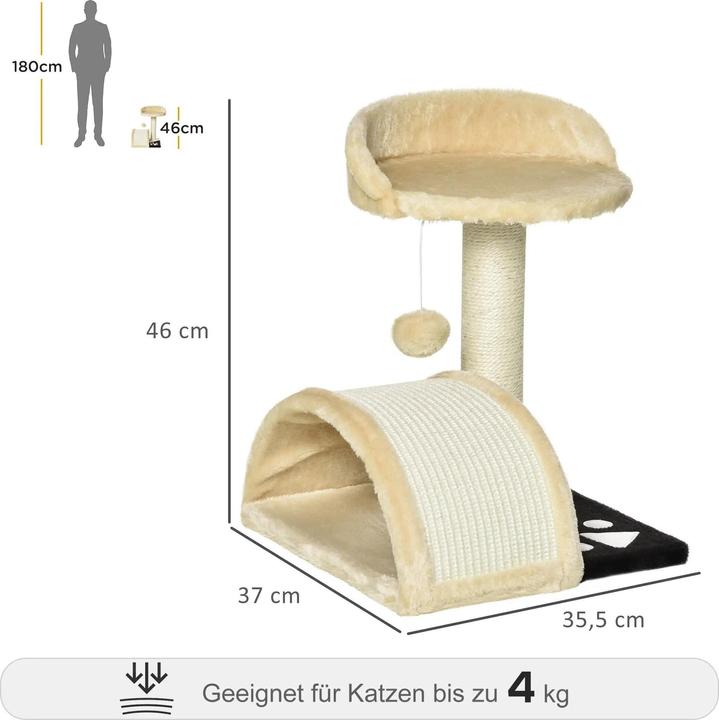 Immagine prodotto PawHut Albero per gatti con peluche (46 cm, Beige)