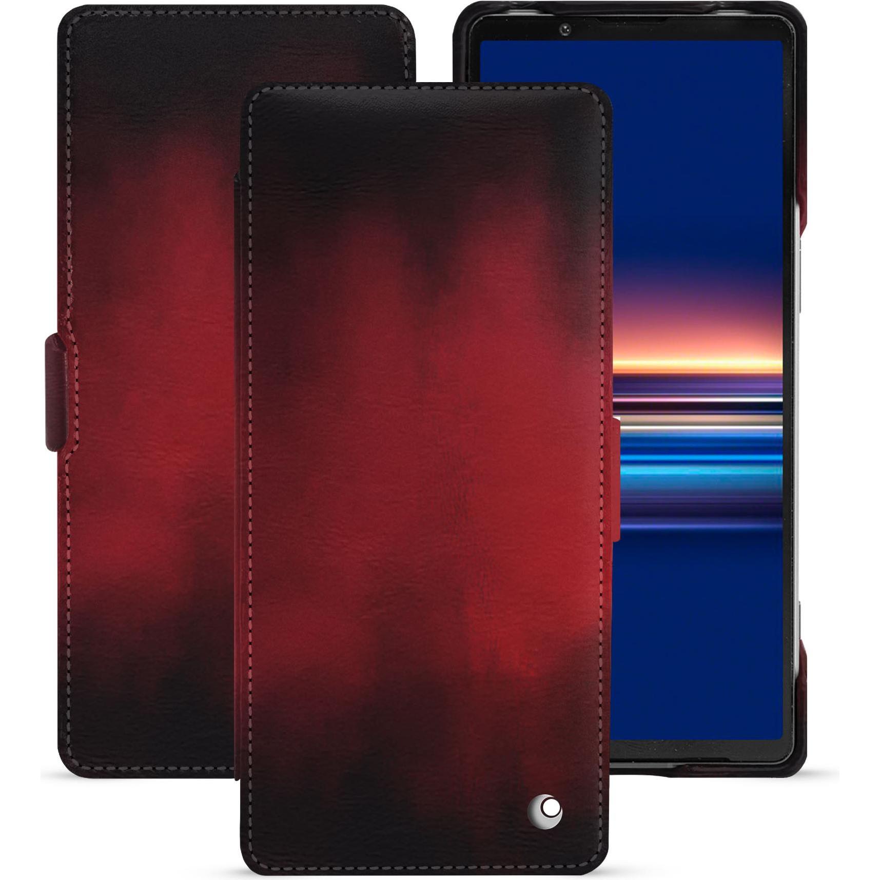 Noreve Lederschutzhülle horizontal (Sony Xperia 5 V), Smartphone Hülle, Rot