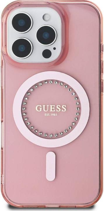 Productafbeelding Guess GUHMP16XPFTDTEP iPhone 16 Pro Max 6,9" różowy/roze hardcase IML Strass steentjes MagSafe (Apple iPhone 16 Pro Max)