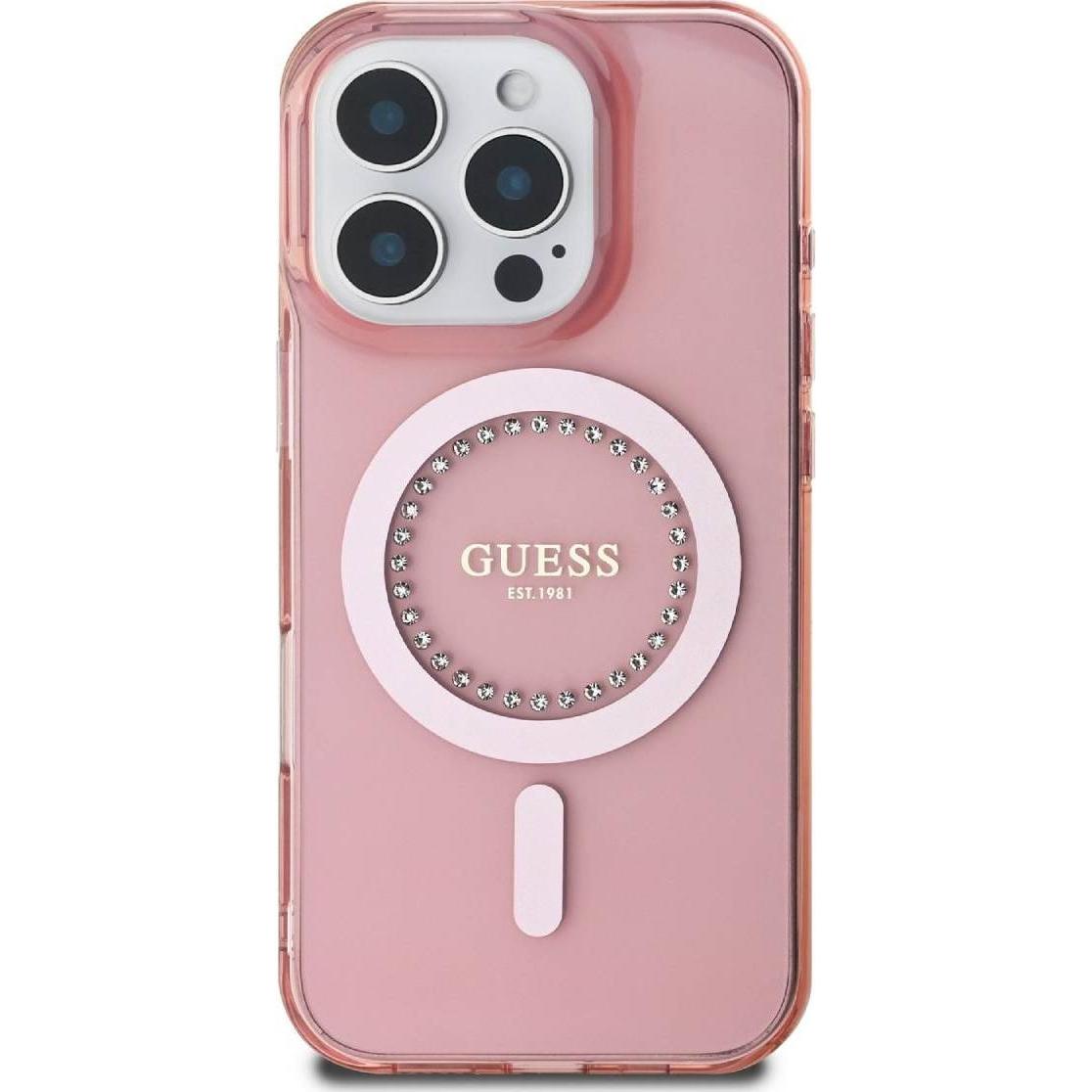 Guess GUHMP16XPFTDTEP iPhone 16 Pro Max 6.9" różowy/pink hardcase IML Rhinestones MagSafe (Apple iPhone 16 Pro Max), Sma...