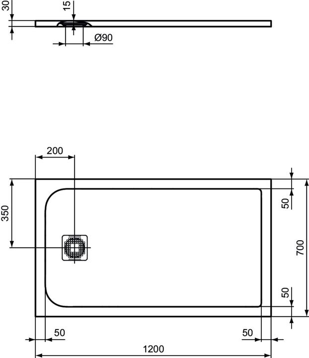 Actual product image Ideal Standard Ultra Flat S rectangular shower 1200x700mm K8221
