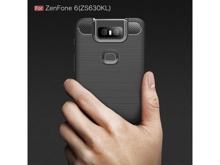 Actual product image Screenguard Asus ZenFone 6 Cover Carbon Brushed Soft TPU (Asus Zenfone 6)