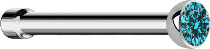 Star Piercing Nasenstecker gerade silber mit Kristall aqua (ohne Messing, Titan G23)