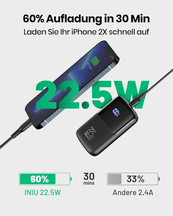Actual product image INIU B61 Power Bank (10000 mAh, 22.50 W, 37 Wh)