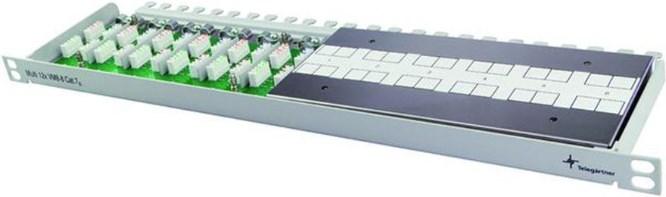 Actual product image Telegärtner 48.30cm (19") connection module,Cat.7 raw cable, 12-way, 1/2 U (Plastic cable ties, 483 mm, 1 pcs.)