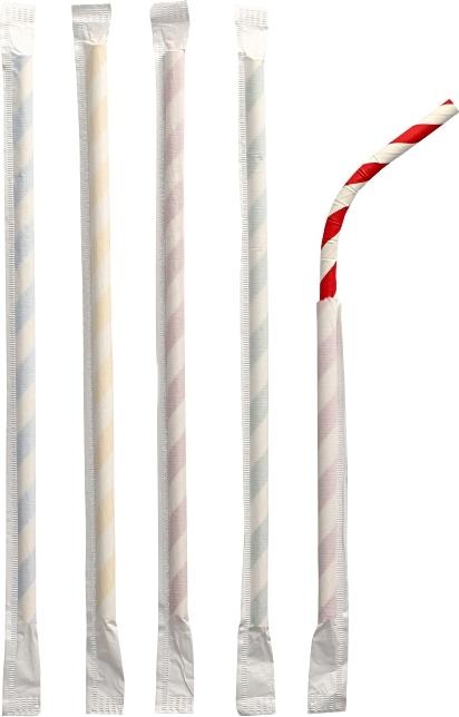 Produktbild Papstar Papier-Trinkhalm "Stripes", 200 mm, farbig sortiert (100 x)