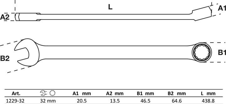 Produktbild BGS Maul-Ringschlüssel, extra lang SW 32 mm (32 mm)