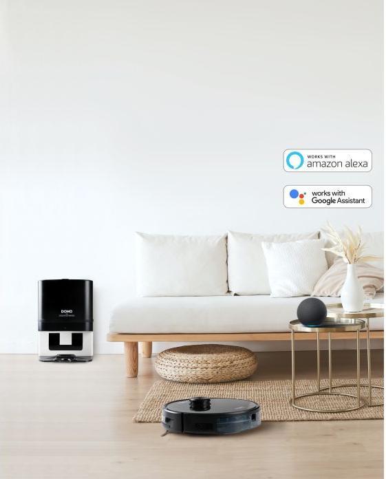 Actual product image Domo DO7298S Robot Vacuum and Mop Black App controlled, remote controlled, with wis (Vacuum mopping robot)