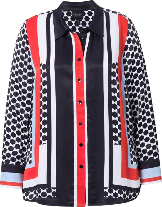 Actual product image Ulla Popken Mixed Print Long Sleeve Button Down Blouse (54)