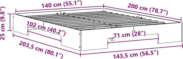 Immagine prodotto vidaXL Bettgestell (140 x 200 cm)