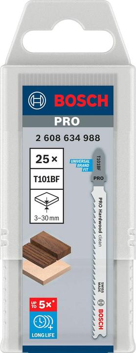 Produktbild Bosch Professional Zubehör PRO Hardwood clean T101BF Stichsägeblatt, 100 mm, 25-tlg.