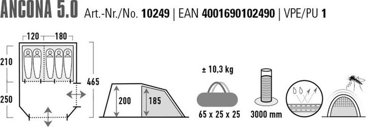 Produktbild High Peak Ancona 5.0 (Tunnelzelt, 10.30 kg, 5 Personen)