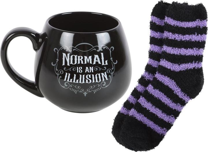 Actual product image Something Different Normal Is An Illusion Gothic Mug and Sock Set (500 ml, 1x)