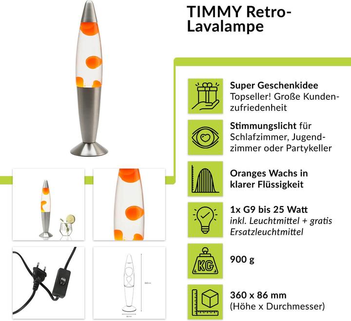 Actual product image Licht-Erlebnisse Lava lamp Timmy (G9)