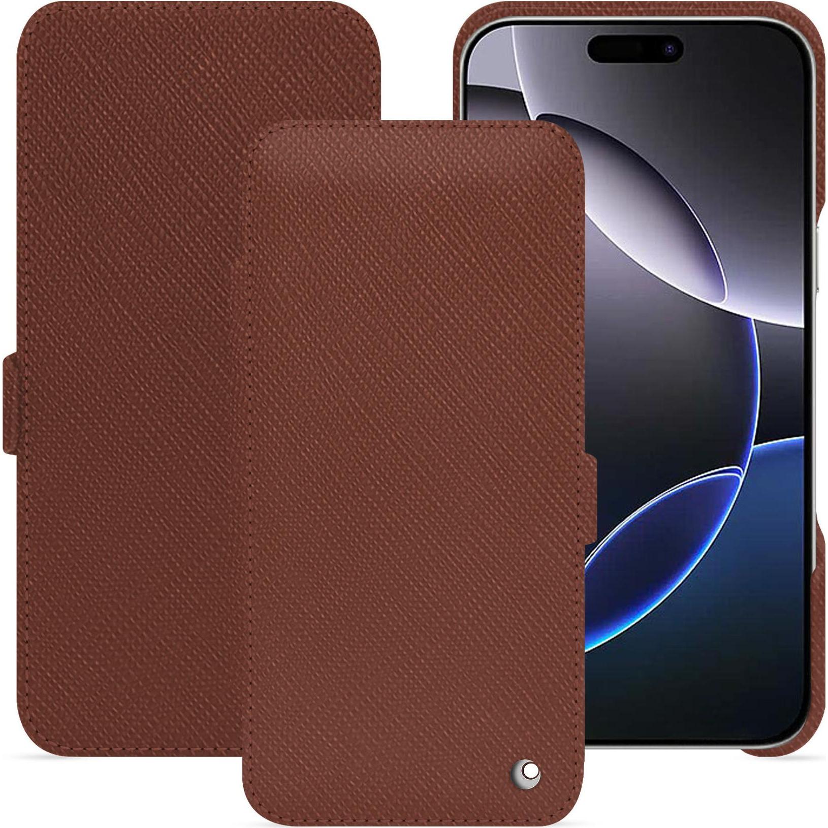 Noreve Lederschutzhülle horizontal (Apple iPhone 16 Pro Max), Smartphone Hülle, Braun