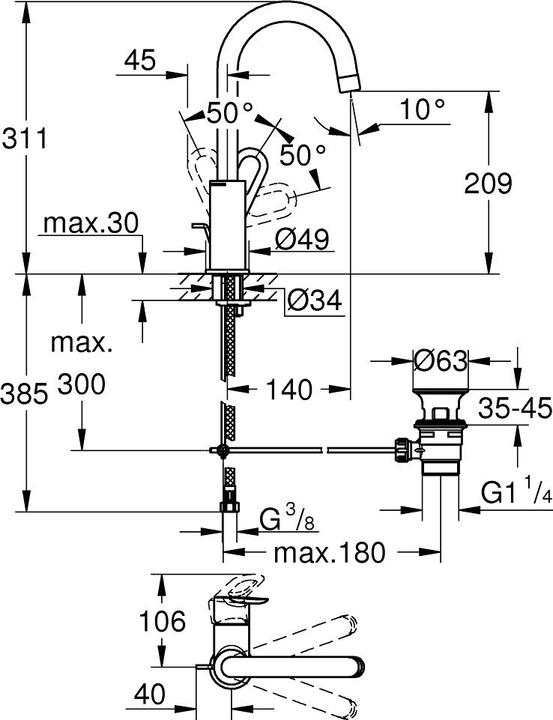 Produktbild Grohe Einhand-Waschtischbatterie BAULOOP