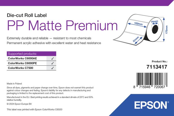 Produktbild Epson Pp Matte Label Prem Die-Cut (102 mm)