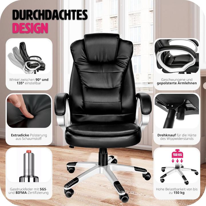 Actual product image tectake Ergonomischer Chefsessel mit Wippmechanik