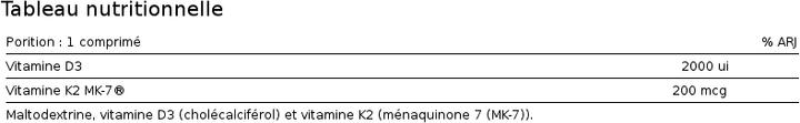 Valori nutrizionali e ingredienti Io.Genix Vit D3 K2 (60 Pezzo/i, Pillole)