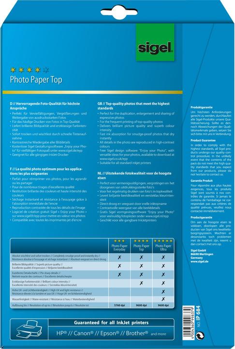 Produktbild Sigel Inkjet Top (190 g/m², A4, 20 Stk.)