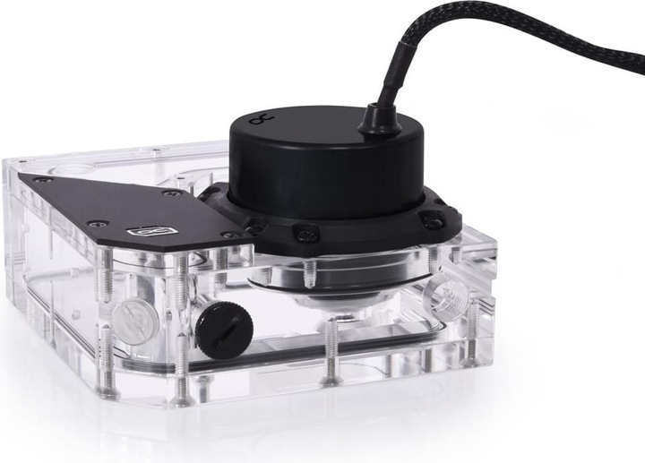 Actual product image Alphacool Rise Flat Reservoir D5 expansion tank with pump