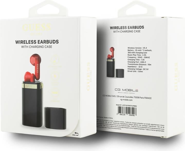 Productafbeelding Guess Lipstick Shape TWS Wireless Earphones - black (4.50 h, Draadloze)