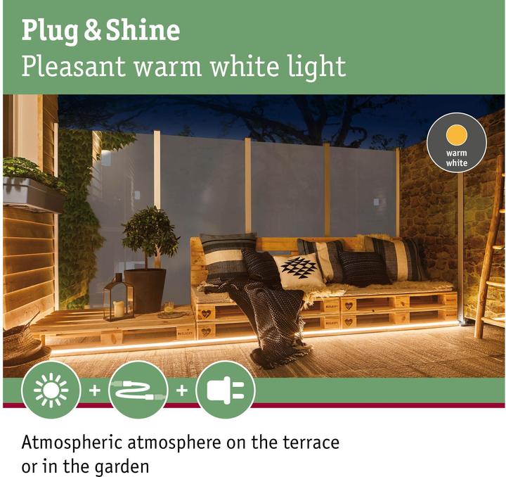 Actual product image Paulmann Outdoor Plug & Shine Stripe Smooth (Warm white, 1000 cm, Indoor, Outdoor)