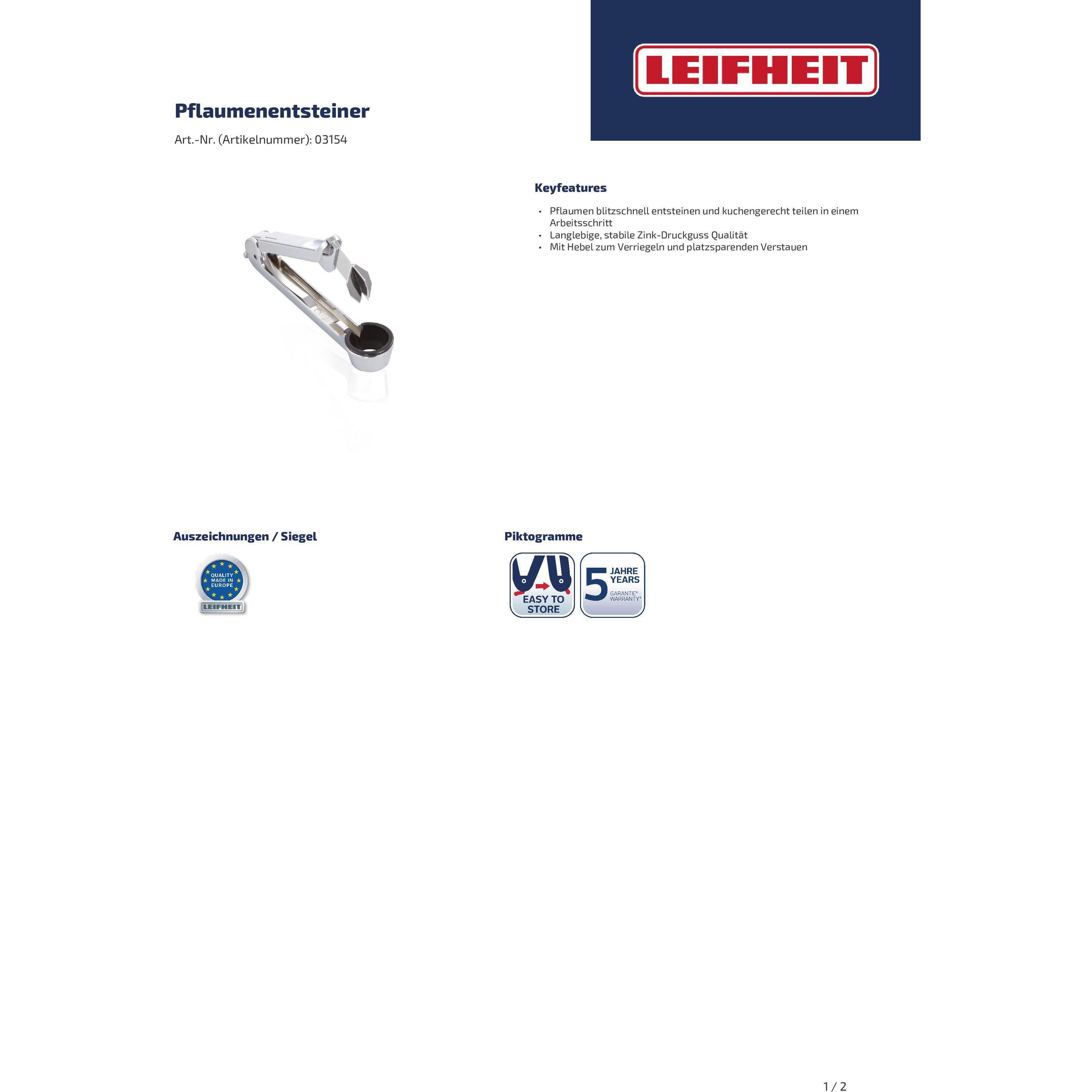 Thumbnail - Leifheit Proline, Entsteiner, Silber