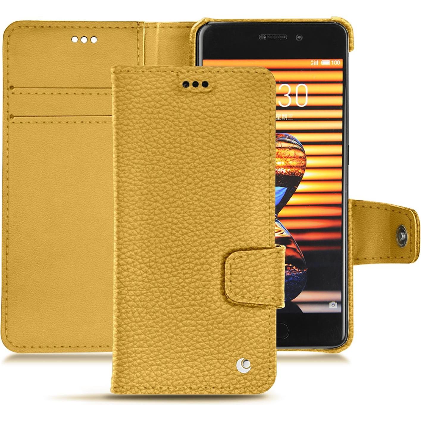 Noreve Lederschutzhülle Wallet (Meizu Pro 7 Plus), Smartphone Hülle, Orange