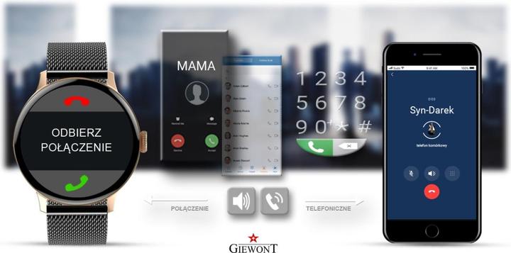 Immagine prodotto Giewont Smartwatch da donna GW330-4 Oro Rosa Polvere Cinturino in Silicone + Bracciale Nero (42 mm)