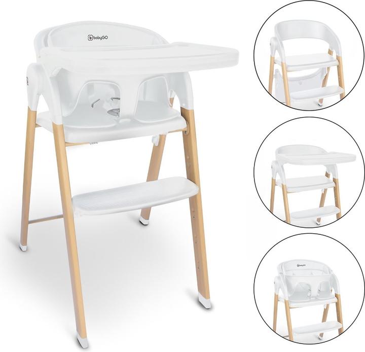 Produktbild BabyGo Hochstuhl Levels white wood optic (Hochstuhl)