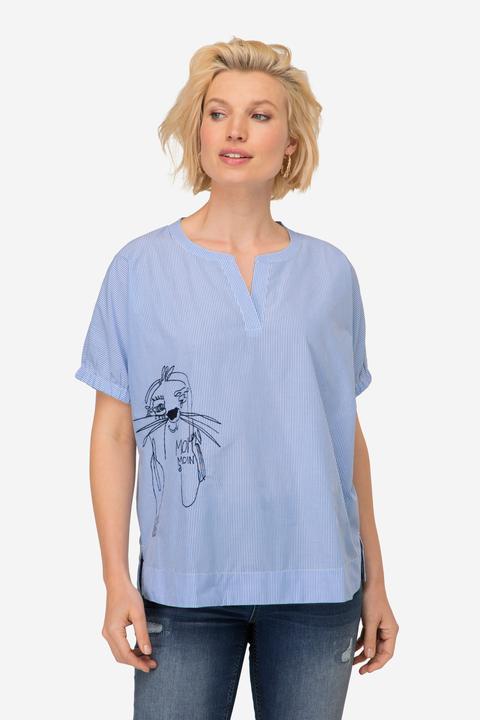 Immagine prodotto Laurasøn Streifenbluse, oversized, Robben Print, Halbarm (S)